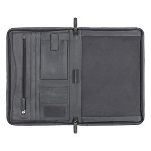 โฟลเดอร์การประชุมโฟลเดอร์นำเสนองานนำเสนอหนัง PU สีเทา A4แบบปรับแต่งได้ - Product Image 1