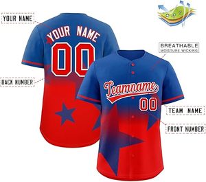 Maillot de baseball personnalisé unisexe, design étoile bleue et rouge, impression par sublimation, polyester respirant, uniforme d'équipe adulte - Product Image 2