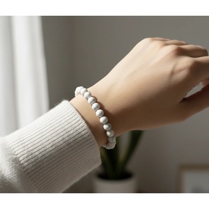 Wholesale Handcrafted Bohemian Style Howlite Patience <b>Bracelet</b> Natural Howlite Beaded <b>Healing</b> Crystal <b>Bracelet</b> From India - Product Image 2