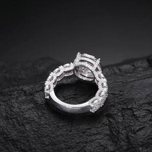 Cut Diamond Engagement <b>Ring</b> 18k Sterling Silver Halo Filled IGI Certified Luxury Hip Hop Unisex Jewelry <b>for</b> Anniversary <b>Promise</b> - Product Image 2