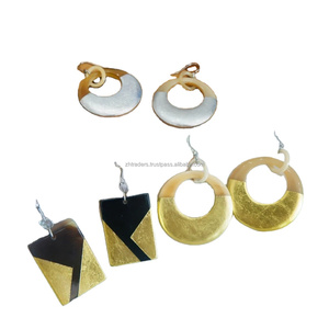 Pendientes de Cuerno de Búfalo Hechos a Mano con el Mejor Diseño, Joyería Moderna Brillante y Pulida para Mujer, para Bodas y Fiestas - Product Image 3