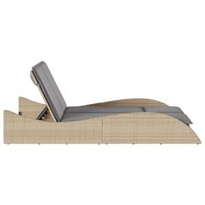 Chaise longue en rotin PE beige 44,9x80,7x28,7 pouces, mobilier d'extérieur confortable - Product Image 5