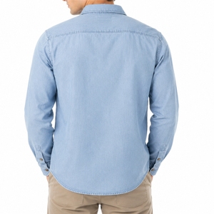 Chemise en jean boutonnée pour homme personnalisée, tissu en coton doux, logo personnalisé, séchage rapide, respirante, légère, manches longues - Product Image 2
