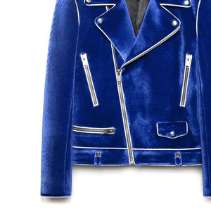 <b>Men's</b> Winter <b>Velvet</b> Slim Fit Luxury Formal <b>Dinner</b> <b>Jacket</b> with Stand Collar and Front Logo - Product Image 6