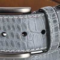 Cinturón de golf para hombre de cuero genuino gris de alta calidad con estampado animal, costuras en contraste, hebilla plateada, logotipo personalizado OEM, 38 mm, venta al por mayor. - Product Image 2