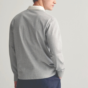 Polo de rugby à manches longues pour homme de haute qualité, en toile durable et confortable pour un usage décontracté, service OEM avec motif uni - Product Image 4
