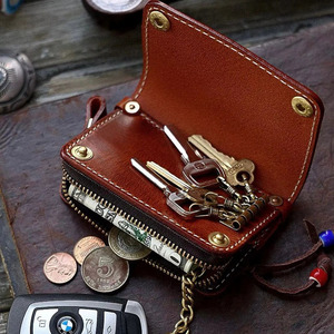 Handmade leather key chain case with reinforced stitching and premium quality finish leather key ring <b>wallet</b> key case <b>wallet</b> - Product Image 1
