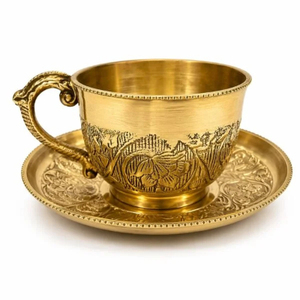 Marvelous look Metal Tea Coffee <b>Cup</b> and <b>Saucer</b> in Brass Gold Finished Best Quality Tabletop Serving Tea <b>Cup</b> and <b>Saucer</b> - Product Image 3