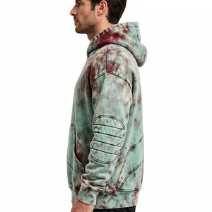 Sweat-shirt à capuche décontracté pour homme, tie-dye, délavé à l'acide, effet usé, avec poche kangourou, design personnalisé - Product Image 5