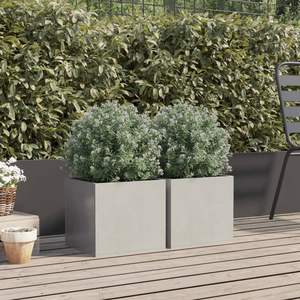 Ensemble de 2 jardinières moyennes en acier inoxydable argenté, pots et jardinières à fleurs durables - Product Image 3