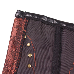 Corsé de cuero rojo para mujer con remaches y hebillas doradas, faja moldeadora de cintura, control firme, diseño transpirable - Product Image 4