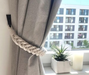 Elegant White Braided Curtain <b>TieBack</b> – Four-Strand Rope Holdback - Product Image 3