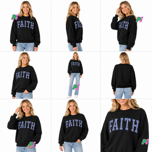เสื้อสเวตเชิ้ตคอวีลายตาราง Faith Gingham ปักลายแบบ Tackle Twill เสื้อสเวตเชิ้ตคอเต่าลายตาราง เสื้อสเวตเชิ้ตสำหรับฤดูหนาว - Product Image 6
