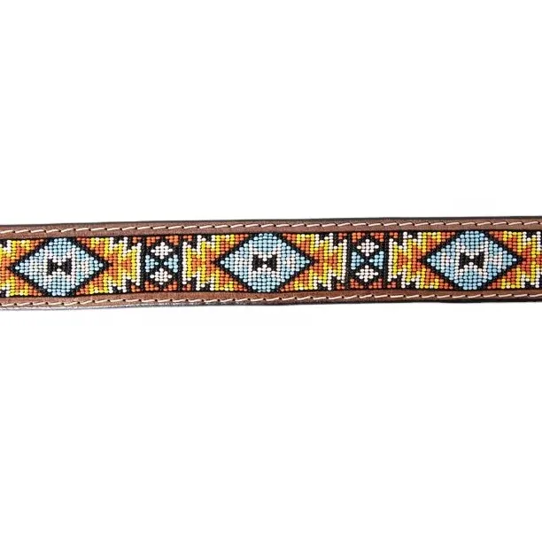 Alloy Metal Buckle Cow Leather Western 3D Beaded Cowboy Belt With Hand Carved Design By Top Indian Manufacturer