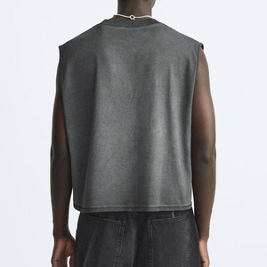 T-shirts sans manches OEM de haute qualité, délavés à l'acide, 100 % coton, style vintage, coupe oversize pour hommes - Product Image 2