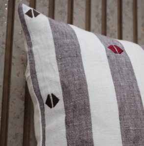 100% Flax Linen Embroidered Striped Cushion Cover Decorative <b>Throw</b> Pillow Case Minimalist Home Decor Wholesale Manufacturer - Product Image 2