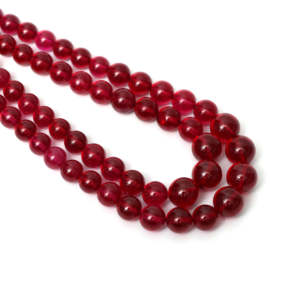 Round Shape Ruby Loose <b>Beads</b> Laboratory Created <b>Red</b> Gemstone Strand Center Drilled for Jewelry Design Craft and Stringing - Product Image 1