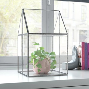 Juego de 3 terrarios de vidrio con forma de casa, con marco de metal decorativo, para centro de mesa de sala de estar, elegante exhibición en mesa o suelo. - Product Image 6