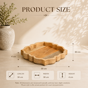 Bandeja de servir festoneada de madera de mango premium, plato decorativo hecho a mano para mesa de comedor, decoración del hogar y organizador de joyas - Product Image 2
