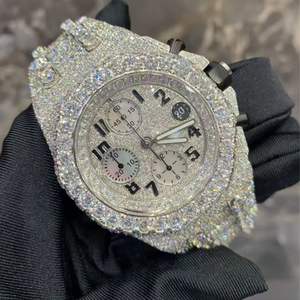 Reloj de Alta Calidad con Diamantes Moissanite DEF Cultivados en Laboratorio, Estilo Hip Hop, para Negocios, 40mm, Movimiento de Cuarzo, Aleación, Incoloro - Product Image 3