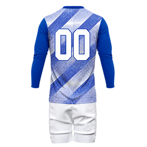 Ensemble de sport sublimé bleu et blanc pour hommes, uniforme de volley-ball à manches longues, vêtements d'entraînement et de match en polyester pour équipes athlétiques - Product Image 3