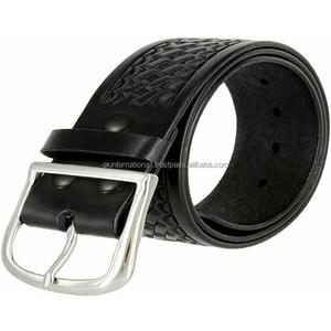 Ceinture d'outillage occidentale en cuir pour hommes sculptée à la main en relief avec conception de tissage de panier sur mesure avec boucle ardillon nickelée élégante - Product Image 5