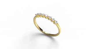 Bague en or 18 carats avec diamant rond, alliance à sept pierres festonnée, cadeau d'anniversaire, bagues de mariage minimalistes empilables, bijoux fins pour femmes - Product Image 2