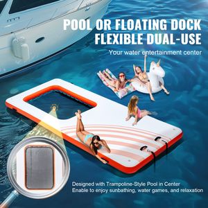 Piattaforma Galleggiante Gonfiabile in PVC 15x6.5FT, Trampolino 4*6FT con Rete Antiscivolo per Piscina e Mare - Product Image 2