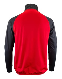Sudadera de hombre roja y negra con manga raglán, cremallera de un cuarto, cuello alto, corte regular, estilo deportivo, para otoño, de secado rápido, de poliéster tejido. - Product Image 2