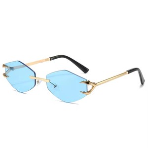 Gafas de Sol de Metal sin Montura con Diamantes, Estilo Punk, Transparentes, UV400, Nuevas Gafas de Lujo para Hombre - Product Image 5