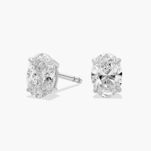 14K White Gold Oval Cut Lab Grown Diamond <b>Stud</b> <b>Earrings</b> - Product Image 1