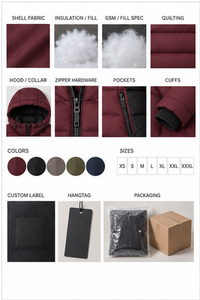 Abrigo Acolchado Personalizado para Mujer, Color Borgoña, con Capucha, Chaqueta de Invierno Acolchada, Ropa Exterior Cálida y Aislante, Proveedor OEM - Product Image 6