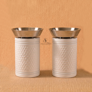 Brûleur à Bakhoor en métal blanc à design martelé avec bol en acier inoxydable. Porte-encens arabe pour la décoration de la maison, cadeau pour le Ramadan et l'Aïd - Product Image 1