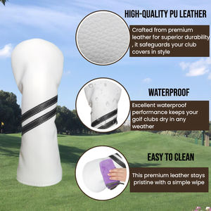 Housse de tête de club de golf pour homme, design en cuir PU, imperméable, doublure extérieure douce, forme allongée avec col extensible élastique, convient à la plupart des drivers - Product Image 3