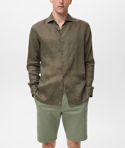 Chemise 100% lin français respirante pour homme, printemps et été, col classique, manches longues, chemise décontractée pour homme - Product Image 6