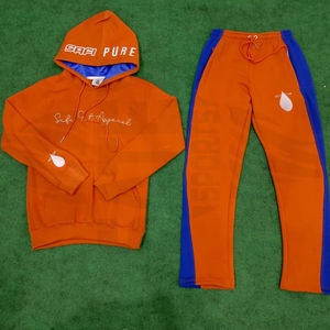 Ensemble de survêtement pour homme 100% coton, nouveau design, pantalon évasé, sweat à capuche surdimensionné avec logo personnalisé imprimé, ensemble 2 pièces - Product Image 1