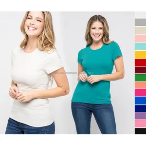 Women's Premium Basic Tee T-Shirt Soft Cotton Short Sleeve Crew Neck Solid Top Custom Made With High Fabric Unisex T Shirts