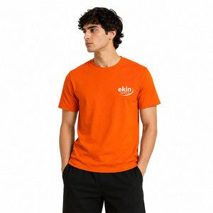 Camiseta de Marca Personalizada de Alta Calidad, Camiseta Lisa Naranja para Hombre, Impresión DTF Informal, Fabricante de Camisetas Lisas para Streetwear - Product Image 3