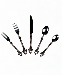 Luxury <b>Black</b> Stainless Steel Flatware <b>Set</b> Elegant <b>Cutlery</b> Stylish Fork Spoon Knife For Dining Kitchen Tabletop Accessories - Product Image 1