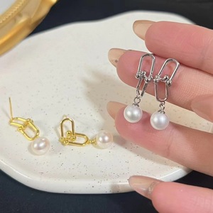 S925 Silver Freshwater <b>Edison</b> Pearl Dangle Earrings Luxury Fashion with Natural Mother Pearl Shell Inlay Strong <b>Light</b> Infection - Product Image 1