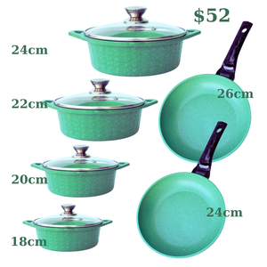 Ensemble de casseroles en alliage d'aluminium avec base à induction en céramique/PTFE antiadhésive et couvercle en verre, provenant d'une usine OEM au Vietnam - Product Image 6