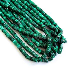 ลูกปัดมาลาไคต์ธรรมชาติทรงเหลี่ยมขนาด 5-6 มม. สีเขียว ลูกปัดพลอยมาลาไคต์แท้สำหรับทำเครื่องประดับ ความยาว 16 นิ้ว - Product Image 5