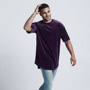 T-shirt en velours personnalisé pour homme, 100 % coton premium, coupe ample et oversize, épaules tombantes, style streetwear, OEM ODM - Product Image 5