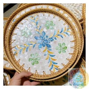 Rustic Handmade Rattan Woven Tray Natural Fiber Serving Basket Home Decor Organizer Tabletop <b>Storage</b> Wholesale Supply Vietnam - Product Image 2