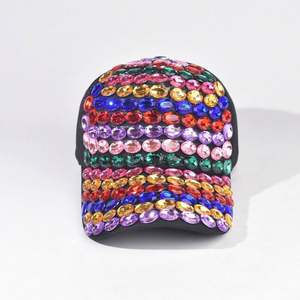 Gorra de Béisbol con Diamantes de Imitación Coloridos, Protección Solar, Diseño de 6 Paneles, Gorras de Béisbol Hechas a Mano - Product Image 3