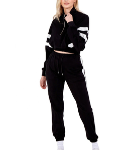 Women Windbreaker Lightweight Tracksuit Lightweight 100% Polyester Outfits <b>Zip</b> <b>Up</b> Nylon <b>Cropped</b> Jacket And Jogger Set For Women - Product Image 1