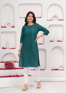 <b>Women</b> Green Solid Kurti Ethnic Casual Wear Kurti, Straight Kurti , Trendy Kurti , New <b>Kurta</b> - Product Image 5