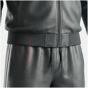 Ensemble de survêtement gris pour homme, manches longues, col montant, fermeture éclair sur le devant, couleur unie, coupe sportive, coupe régulière, vêtements d'automne - Product Image 5