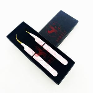 Ensemble 2 pièces Emballage personnalisé de qualité supérieure Pince à cils de précision en acier inoxydable Volume incurvé à 45 degrés Durable - Product Image 2