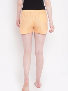 Women's Printed Yellow Striped Shorts <b>Elastic</b> Waist Knitted Cotton Casual Regular Fit - Product Image 3